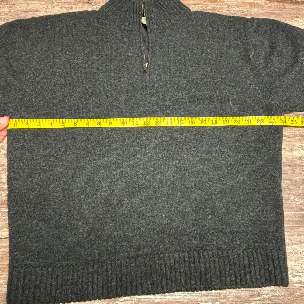 VGUC Vintage! Lambswool Quarter Zip Dark Grey Lining Preppy Cottage Cabin Large